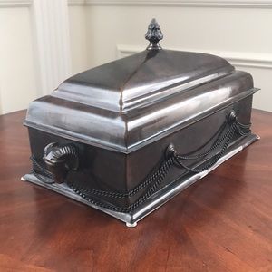 Edwardian Bronze Rams Head Box